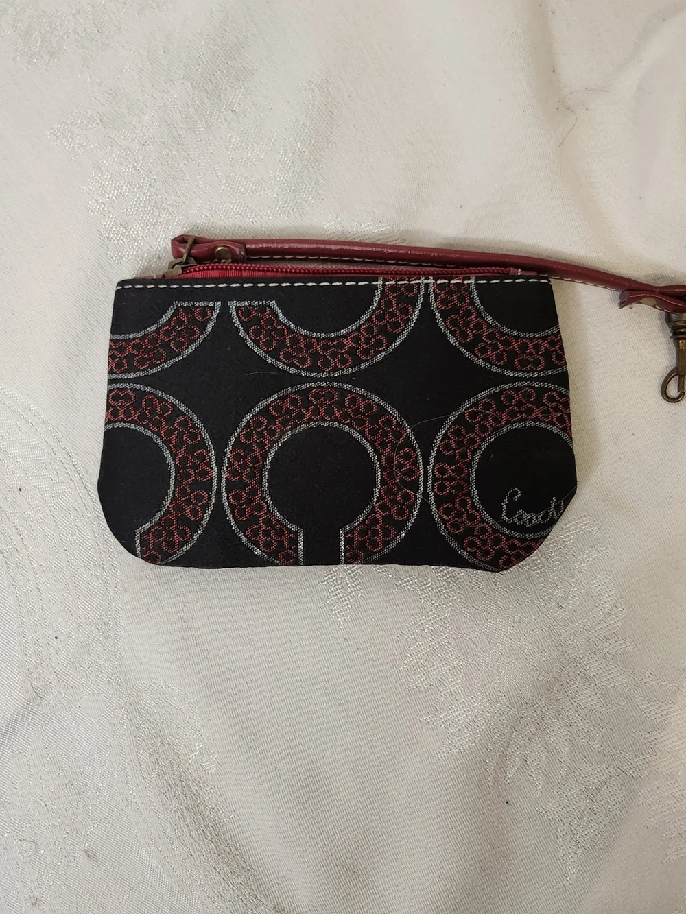 Y2K Coach Black and Red Signature Wristlet Pouch